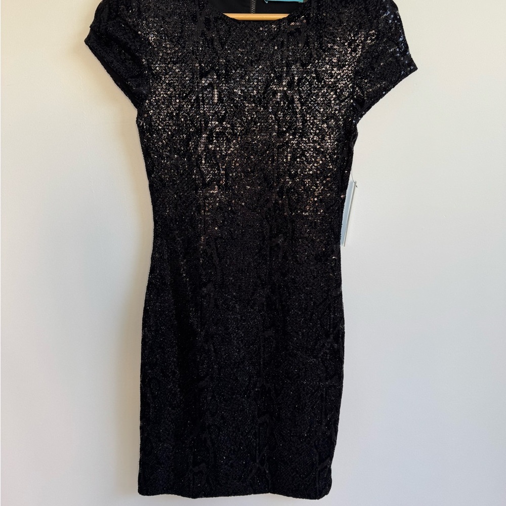 Alice + Olivia Black Sequin Mini Dress